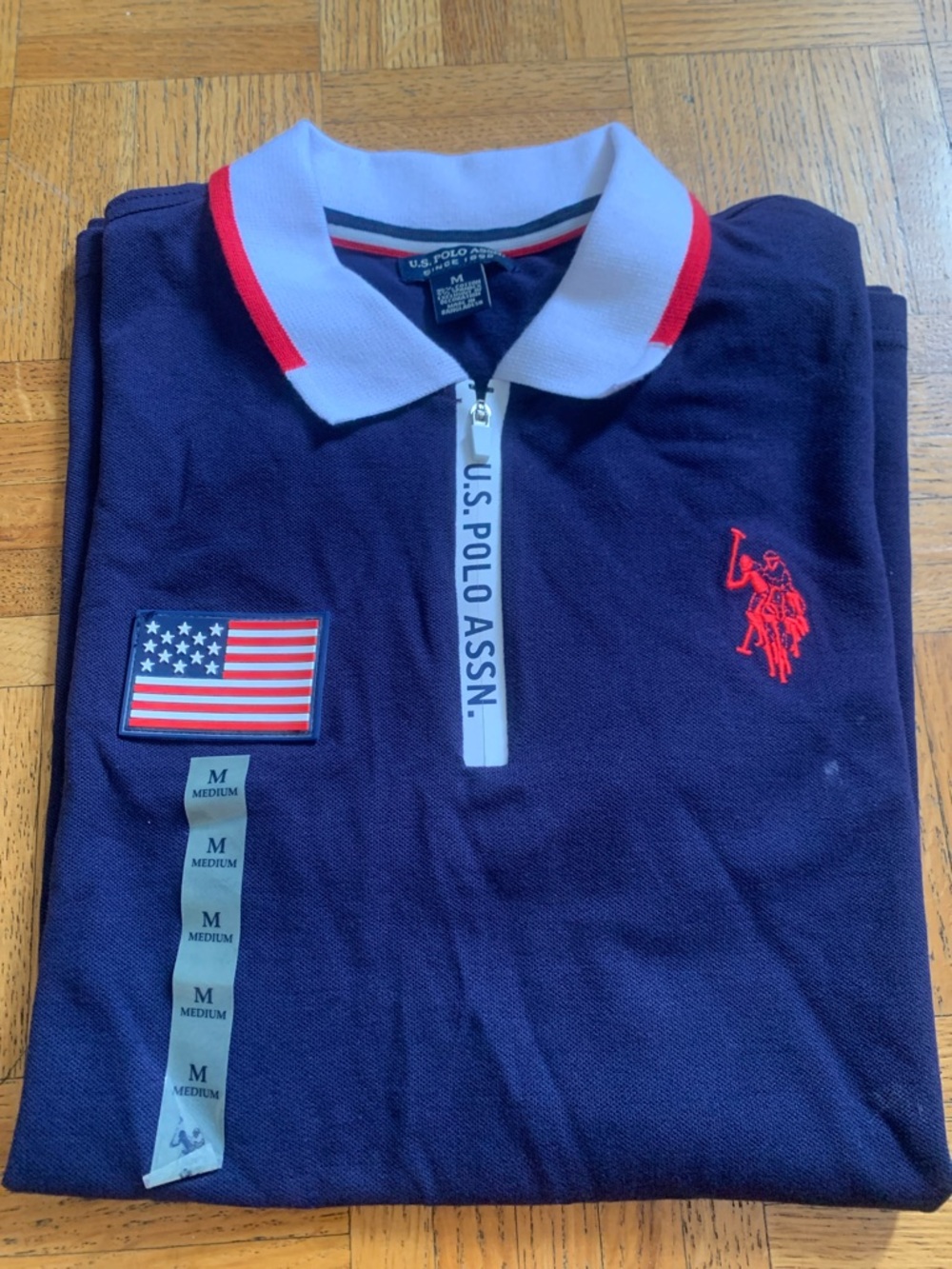 U.S. Polo Assn. Navy Polo with White Collar and Red Accents